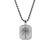 14K White Gold Palm Pendant Necklace with Round Lab Diamond Pave