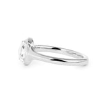 14K White Gold 1.5ct Rose Cut Lab Diamond Bezel Ring with Tapered Band