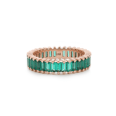 14K Rose Gold 3*1.5mm Baguette Cut Zambian Lab Emerald Eternity Ring