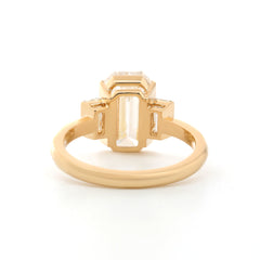 14K Yellow Gold 3.01ct Emerald Cut Lab Diamond Three-Stone Ring