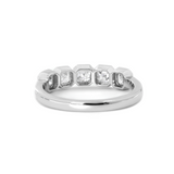 14K White Gold Asscher Cut Lab Diamond 5 Stone Bezel Half Eternity Ring