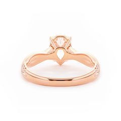 14K Rose Gold 1.5ct Pear Cut Lab Diamond Twist Pave Ring