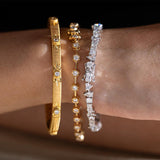 14K White Gold Moissanite Tennis Bracelet – Four Distinct Shapes