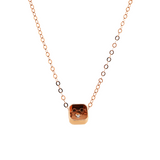 14K Rose Gold Princess Cut Lab Diamond Bezel Pendant Necklace