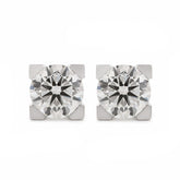Round Lab Diamond W & H Shaped Setting Stud Errings