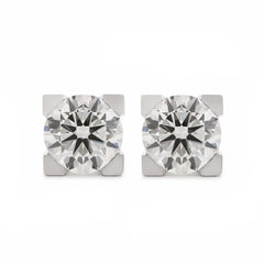 Round Lab Diamond W & H Shaped Setting Stud Errings