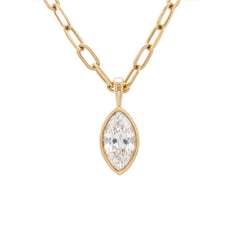 14K Yellow Gold 1.93ct Marquise-Cut Lab Diamond Bezel Pendant (Chain excluded)