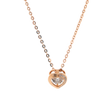14K Rose Gold Heart Shape Pendant Necklace with Round Lab Diamond Pave