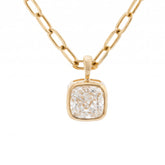 14K Yellow Gold 3.01ct Cushion Crushed Ice-Cut Lab Diamond Bezel Pendant (Chain excluded)