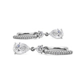 2.5 ct tw Pear Cut and Round Cut Lab Diamond Three Prong Basket Hoop Earrings