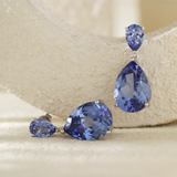 14K White Gold 16 ct tw Pear Shaped Cornflower Blue Lab Sapphire Drop Stud Earrings