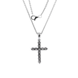 Platinum Round Lab Diamond Cross Pendant Necklace