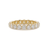 14K Yellow Gold 3mm Round Lab Diamond Shared Prong U-shaped Setting Eternity Ring