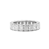 14K White Gold 4*3MM Radiant Cut Lab Diamond U Shaped Pave Eternity Band