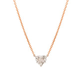 14K White Gold 3ct Heart Shaped Lab Diamond Pendant with 14K Rose Gold Corss Chain