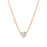 14K White Gold 3ct Heart Shaped Lab Diamond Pendant with 14K Rose Gold Corss Chain