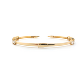 18K Yellow Gold Round Cut Lab Diamond Open Bangle Bracelet