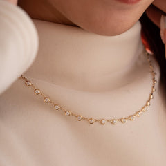 Round Brilliant Cut Lab Diamond Bezel Chain Necklace