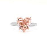3.6ct Heart-Shaped Lab Pink Diamond 4 Claw Prongs Basket Setting Engagement Ring