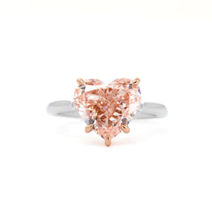 3.6ct Heart-Shaped Lab Pink Diamond 4 Claw Prongs Basket Setting Engagement Ring