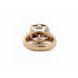 14K Gold 7.15ct Cushion Old Mine Cut Brown Lab Diamond Ring with Round Cut Lab Diamond Side-stone