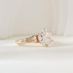 10K Yellow Gold 3.47ct Old Mine Cut Lab Diamond Solitairte Ring