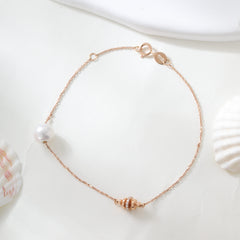 18K Yellow Gold Freshwater Pearl Chain Bracelet