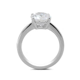 Platinum 3ct Round Lab Diamond 4 Round Prong Basket Solitaire Ring with Tapered Band Design