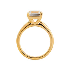 18k Yellow Gold 3ct Asscher Cut Lab Diamond 4 Claw Prong Basket Setting Ring