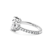 14K White Gold Round and Pear Lab Diamond Toi et Moi Ring with Pave Design