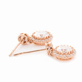 14K Rose Gold Nugget Earrings with Lab Diamond Halo Design