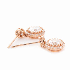 14K Rose Gold Nugget Earrings with Lab Diamond Halo Design