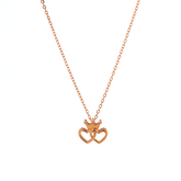 14K Rose Gold Toi et Moi Heart Shape and Crown Pendant Necklace