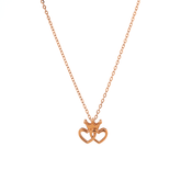 14K Rose Gold Toi et Moi Heart Shape and Crown Pendant Necklace