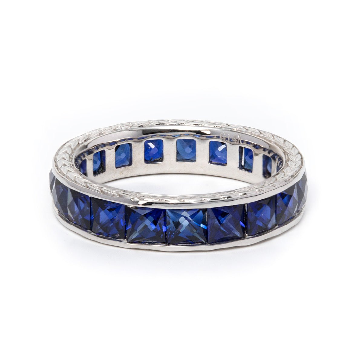 3mm Princess Cut Lab Sapphire Channel Setting Eternity Ring - MMR