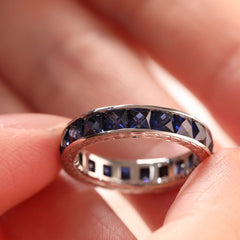 3mm Princess Cut Lab Sapphire Channel Setting Eternity Ring - MMR