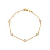 3mm Round Lab Diamond 5 - Stone Bezel - Set Adjustable Station Bracelet - MMR