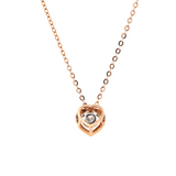 14K Rose Gold Heart Shape Pendant Necklace with Round Lab Diamond Pave