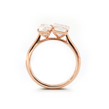 14K Rose Gold Marquise Cut and Emerald Cut Lab Diamond Toi et Moi Ring