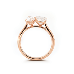 14K Rose Gold Marquise Cut and Emerald Cut Lab Diamond Toi et Moi Ring