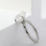 Platinum 6ct Oval Cut Lab Diamond Hidden Halo 4 Prongs Engagement Ring