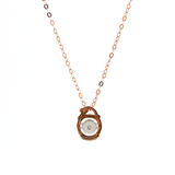 14K Rose Gold Round Lab Diamond Pendant Necklace Inspired by Lamps with Round Lab Diamond in A Diamond-Cut Texture Halo
