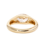 14K Yellow Gold 1.7ct Oval Champagne Color Old Mine Cut Lab Diamond Solitaire Hale Bezel Ring