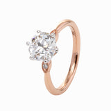 14K White & Rose Gold Old European Cut Diamond Three Stone Oval Elongated Cushion Cut Engagement Rings