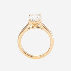 14K Yellow Gold 2 Carat Solitaire Diamond Ring with Oval Cut Lab Diamond Cathedral Setting