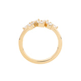 18K Yellow Gold Marquise Cut Lab Diamond 7 Stone Nature-Inspired Wedding Ring