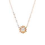 14K Rose Gold Round Lab Diamond Star Pendant Necklace with Round Lab Diamond in A Diamond-Cut Texture Halo