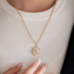 14K Yellow and White Gold Floral Pendant Necklace