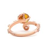 14K Rose Gold 1ct Yellow Round Lab Diamond Celestial-inspired Ring with Sun, New Moon, and Star Design