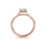14K Rose Gold 1ct Oval Old Mine Cut Brown Lab Diamond 6 Claw Prong Cathedral Setting Solitaire Ring